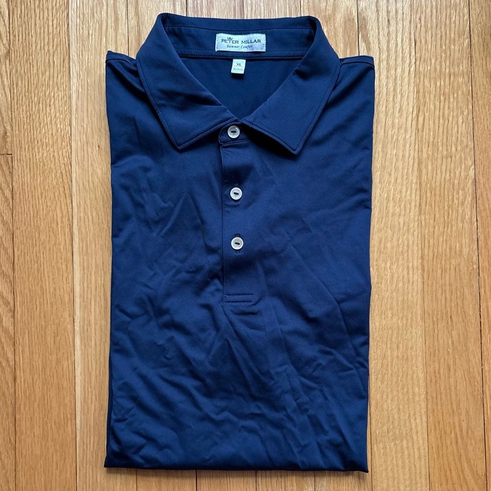 Peter Millar Summer Comfort Mens Short Sleeve Polo XL Blue Solid
